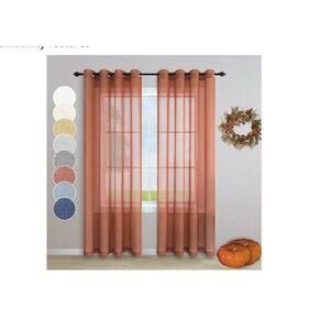 Terracotta Curtains Panels Linen Drapes Light Filtering Semi Sheer Rust Curtain
